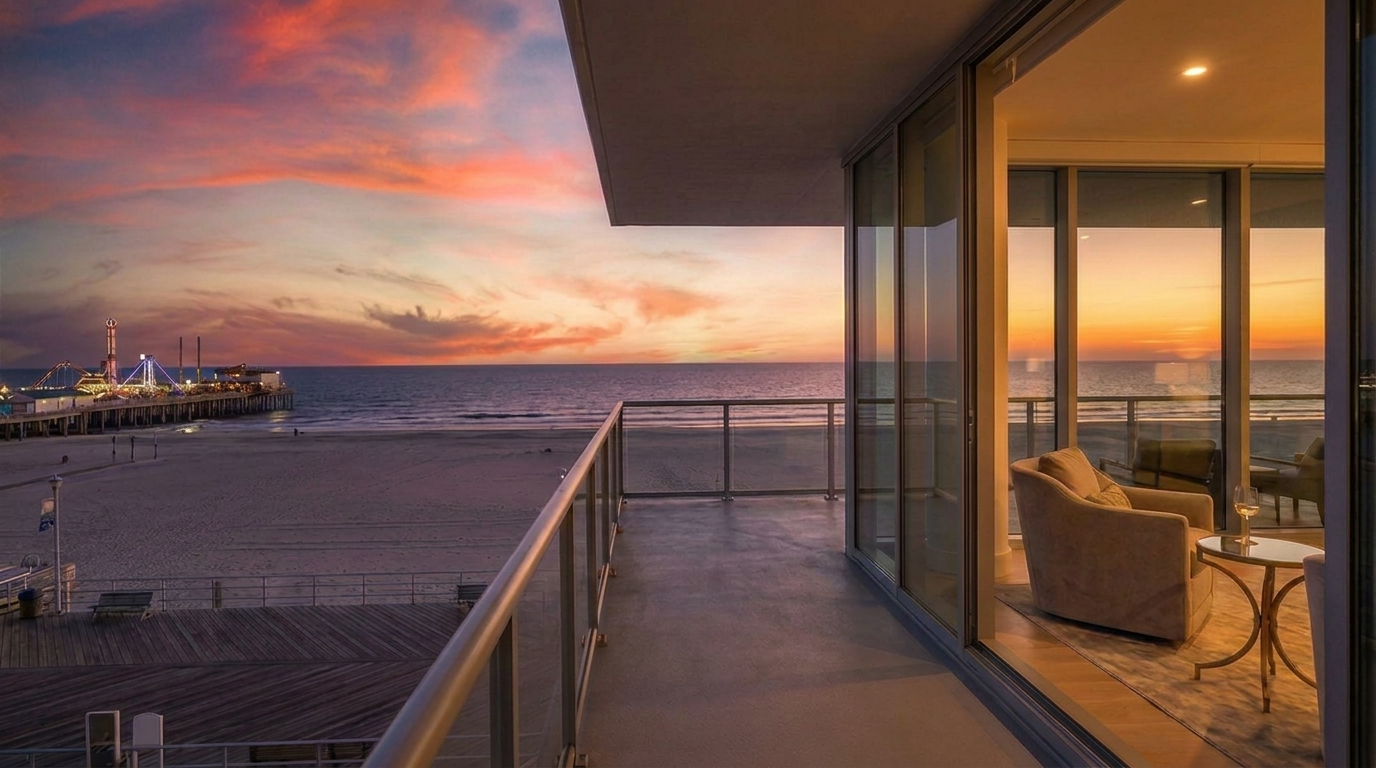 The view from the third floor at golden hour
