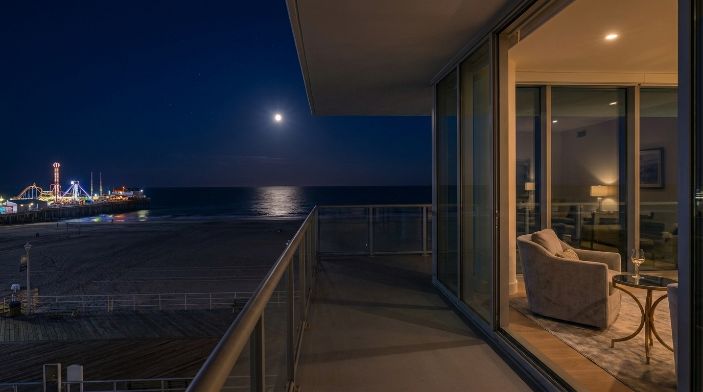 The view from the third floor at evening